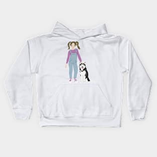 Girl with Husky Kids Hoodie